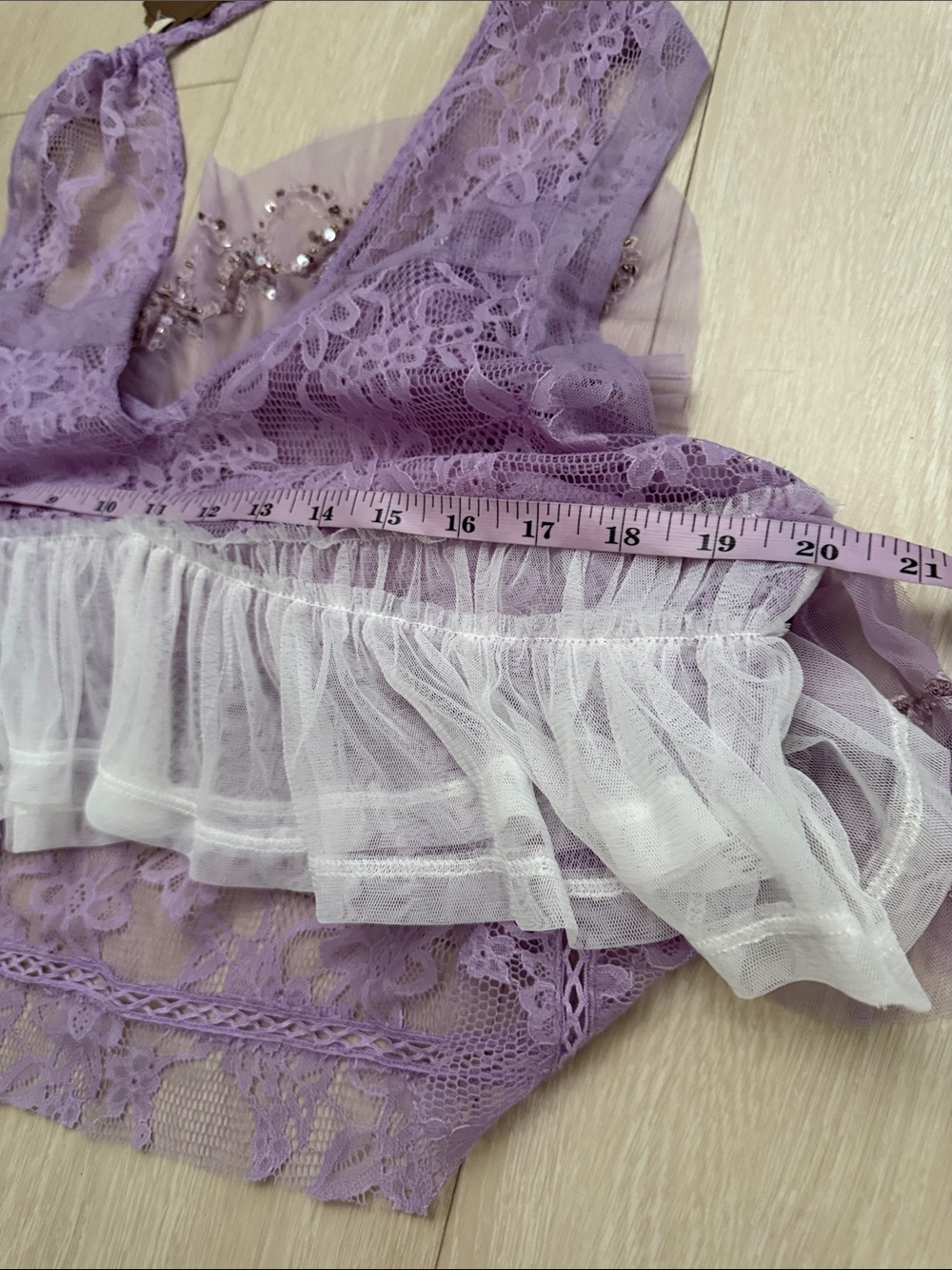Anthropologie Lavender and White Lace Tiered Camisole - Picture 6 of 8
